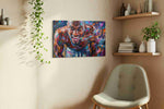 Fury in Motion sports canvas print, displayed in a living room