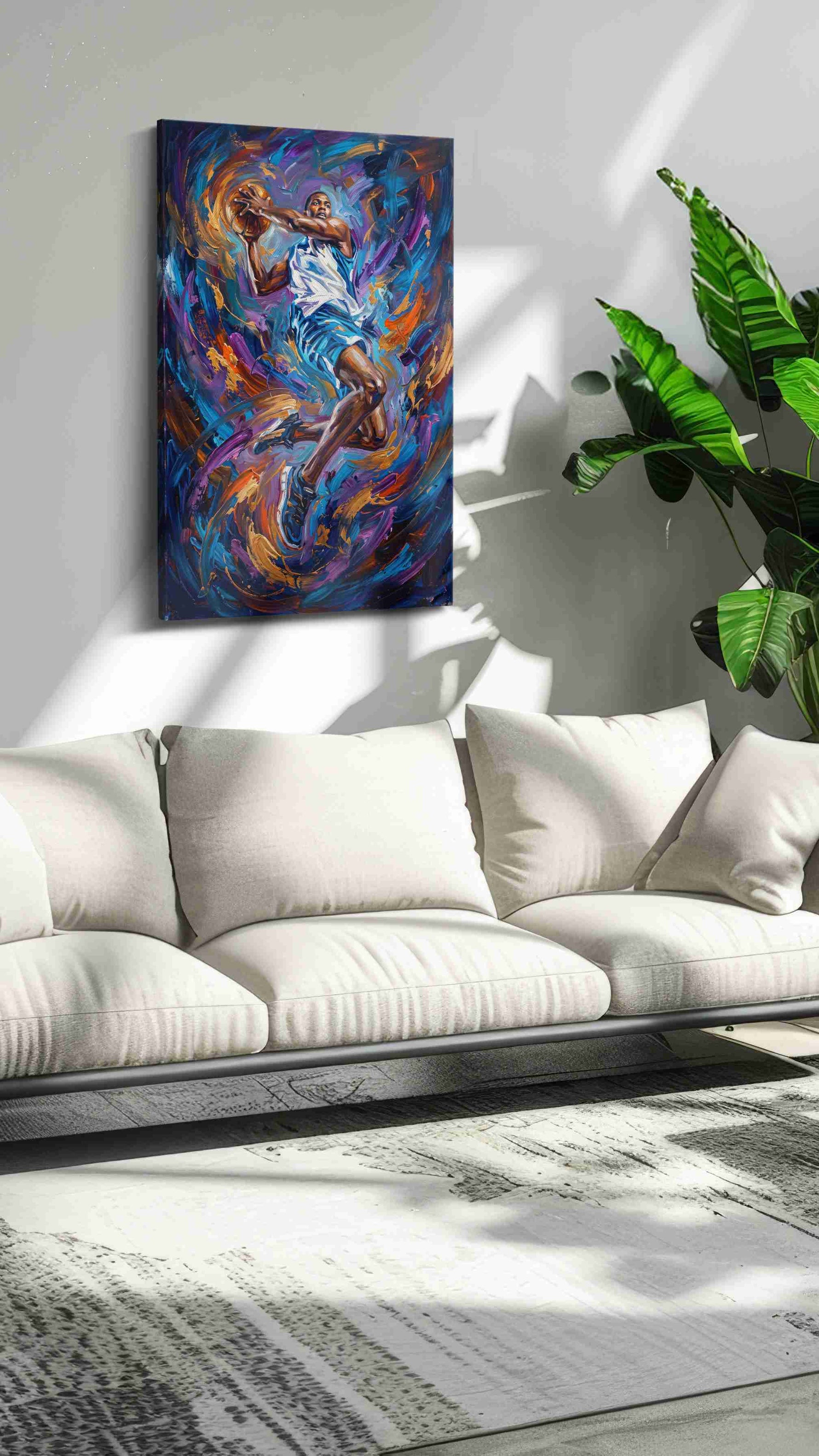 Gravity Defied Aerial Elegance sports canvas print in a hung canvas mockup