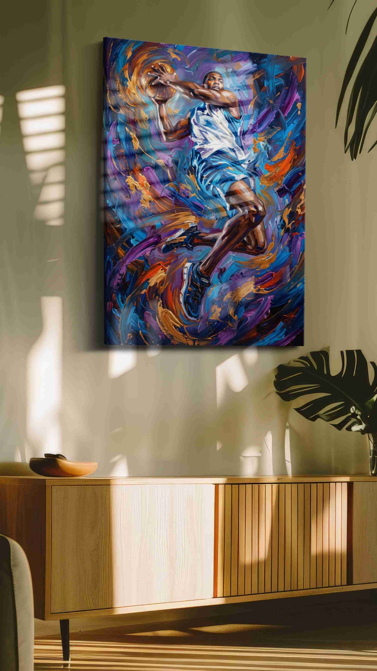 Gravity Defied Aerial Elegance sports canvas print, hanging on wall