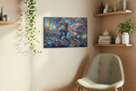 Kaleidoscope Gridiron sports canvas print styled in a living room