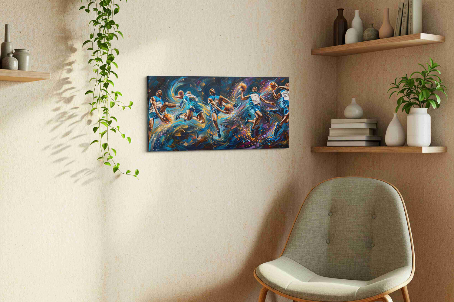 Kinetic Slam Dunk Symphony – sports canvas wall art, gallery-wrapped, ready to hang