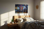 Luminescent Slam Dunk Symphony sports canvas print, displayed in a bedroom