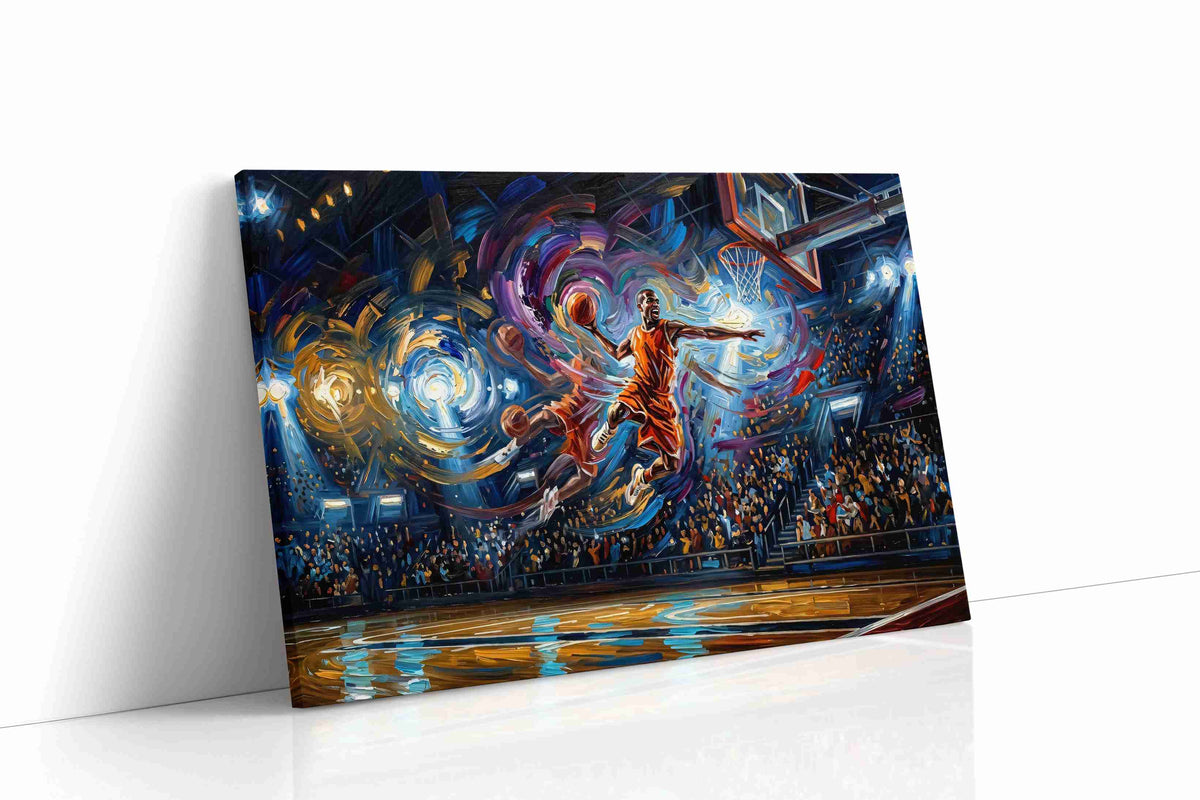 Luminescent Slam Dunk Symphony sports canvas print, gallery-wrapped, ready to hang