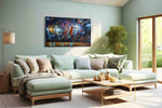 Luminescent Slam Dunk Symphony sports canvas print, hanging on wall