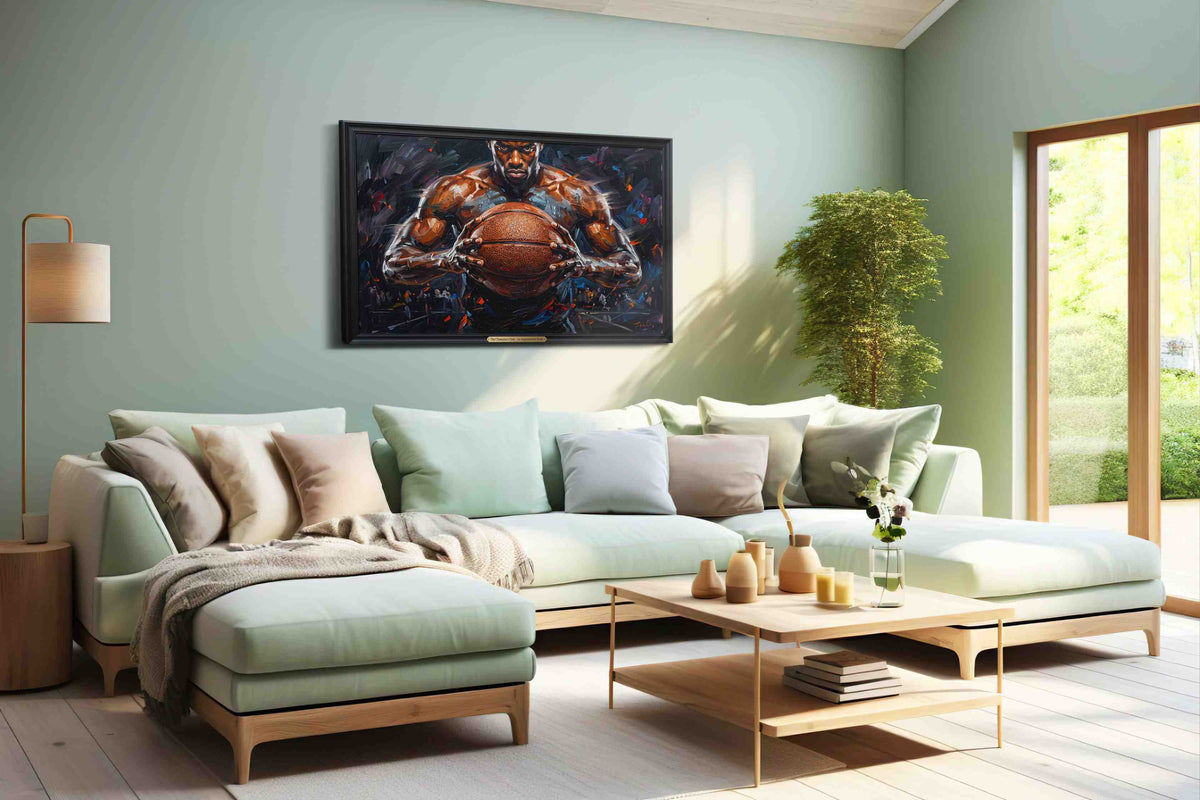 Power on the Court sports canvas print, hanging on wall