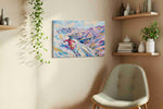 Slalom Through Serenity sports canvas print, displayed in a living room