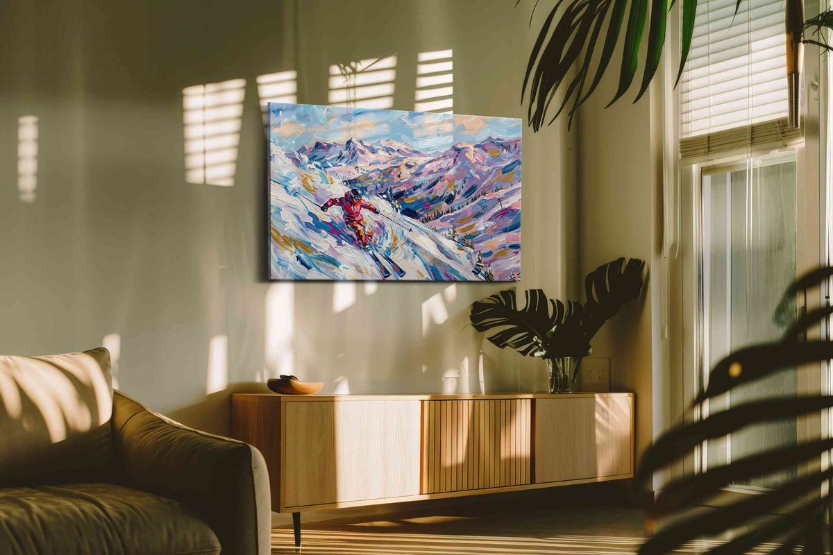 Slalom Through Serenity – sports canvas wall art, gallery-wrapped, ready to hang
