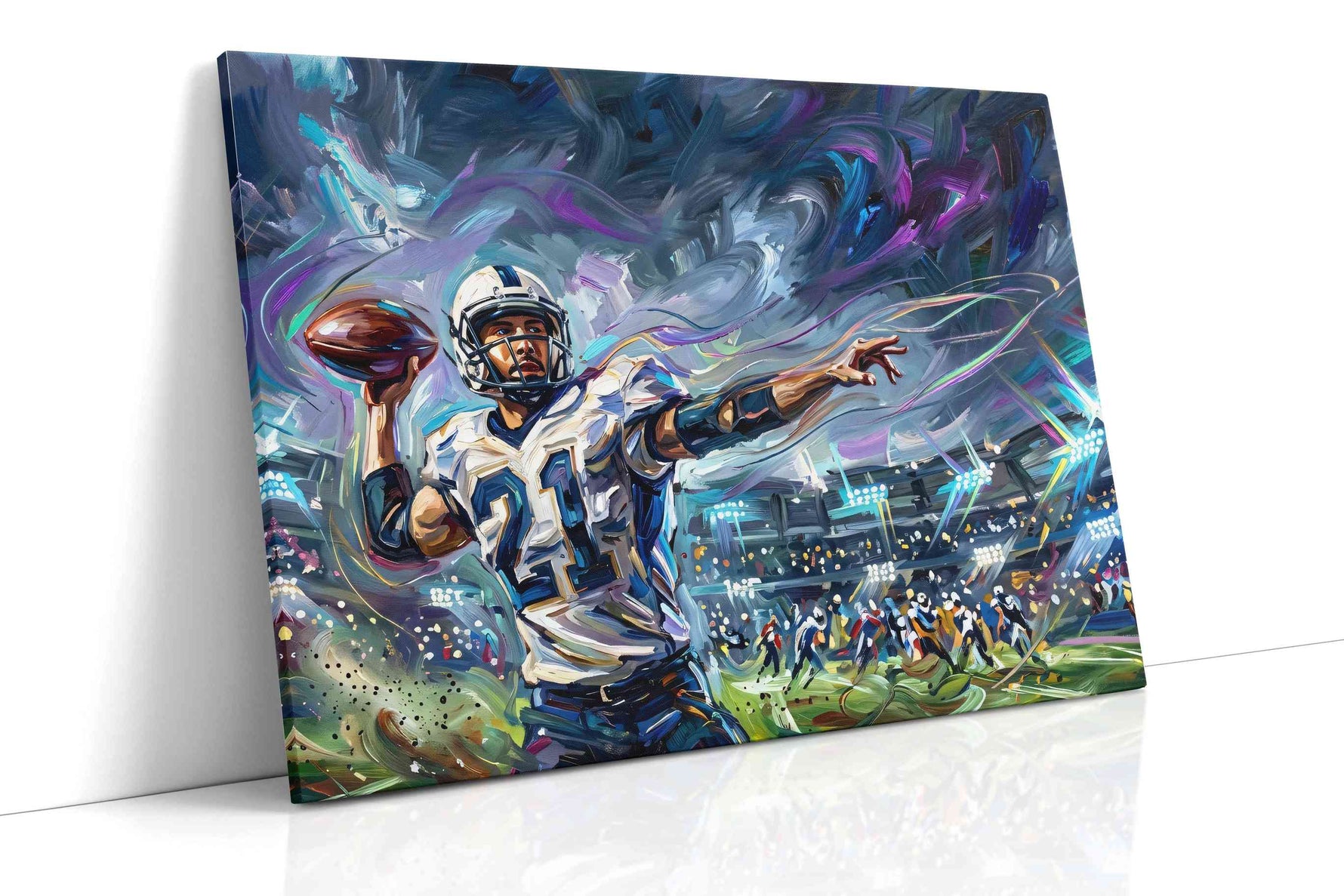 Stadium Storm The Quarterback's Dance – sports canvas wall art, gallery-wrapped, ready to hang