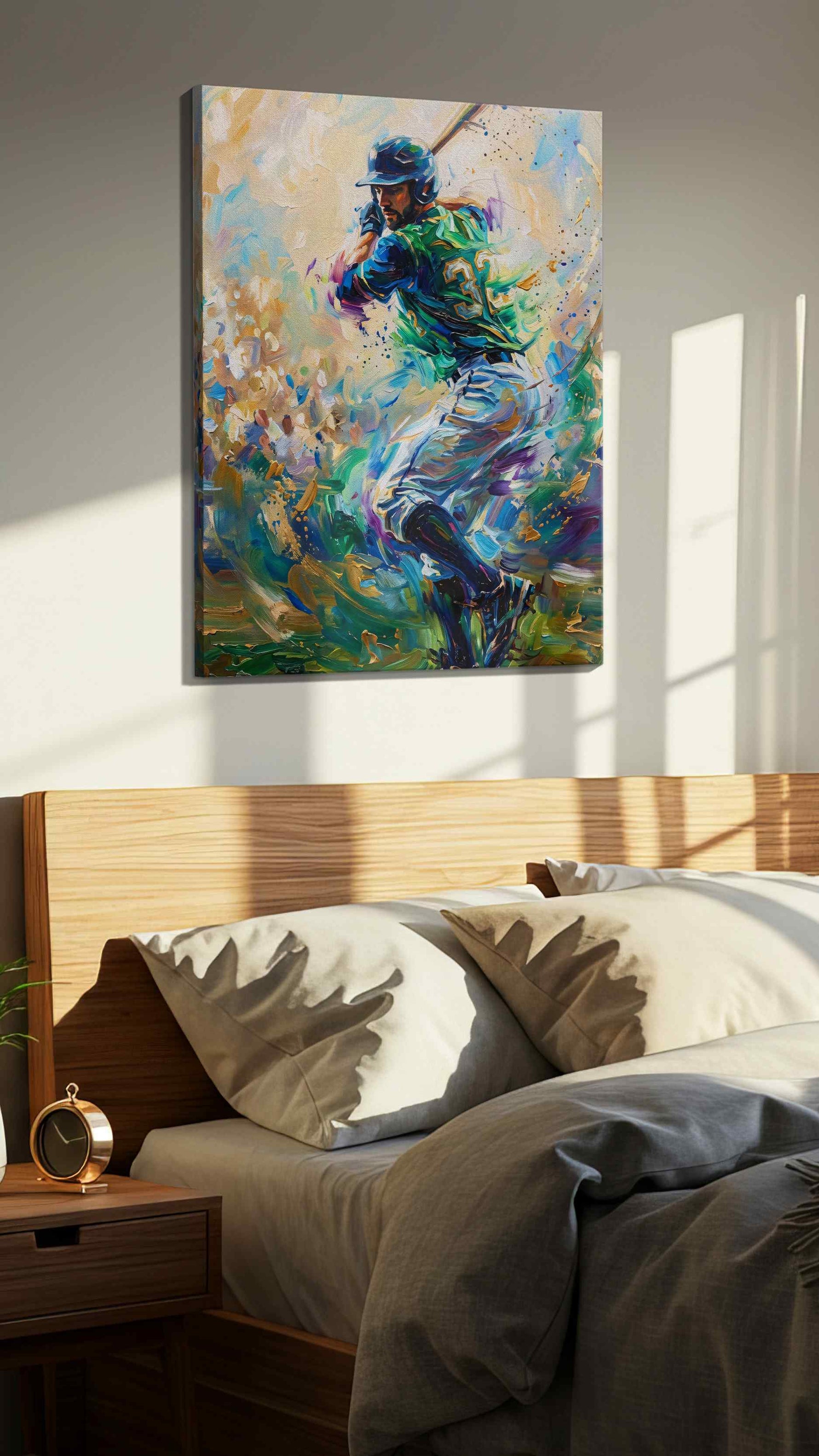 Swing of Vibrant Dreams sports canvas print, displayed in a bedroom