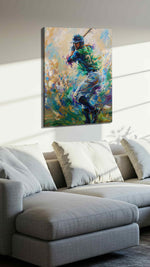 Swing of Vibrant Dreams sports canvas print, displayed in a living room