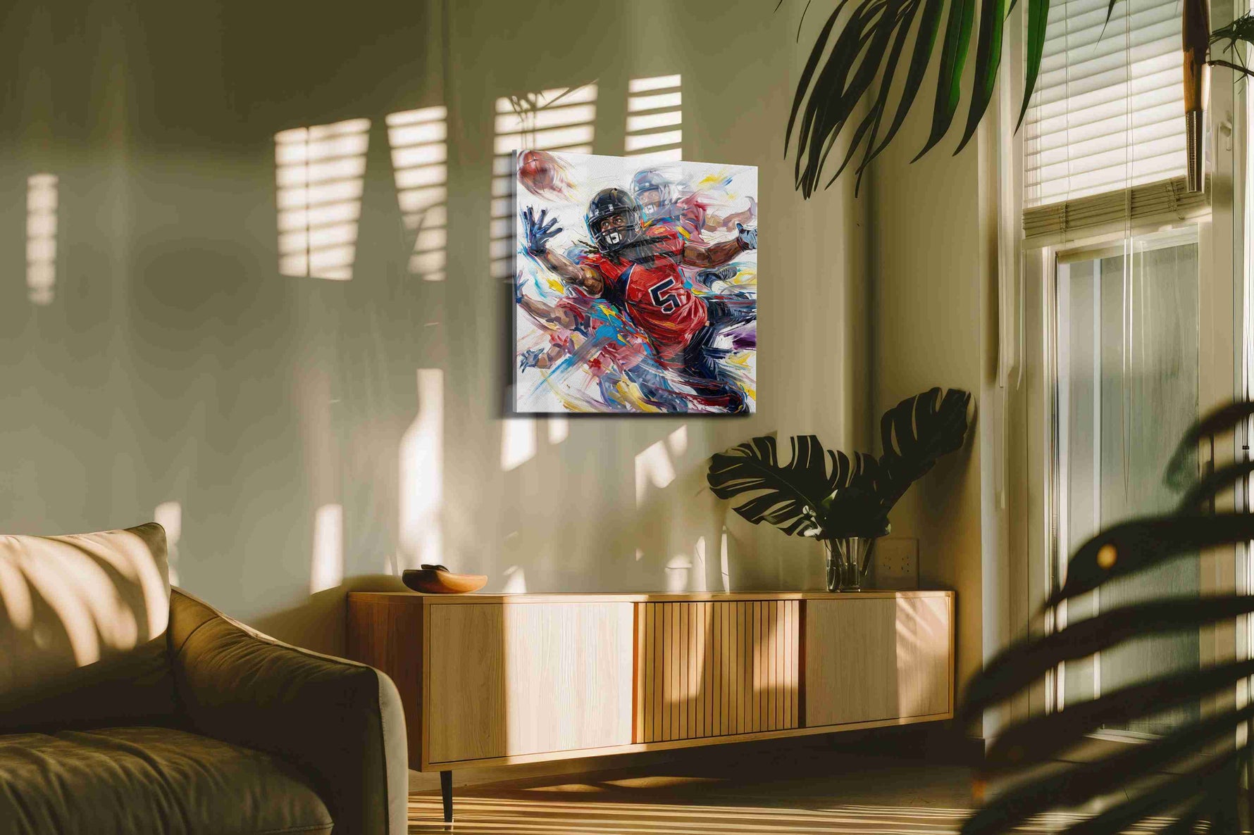 The Thrill of the Catch sports canvas print, on wall, lifestyle preview