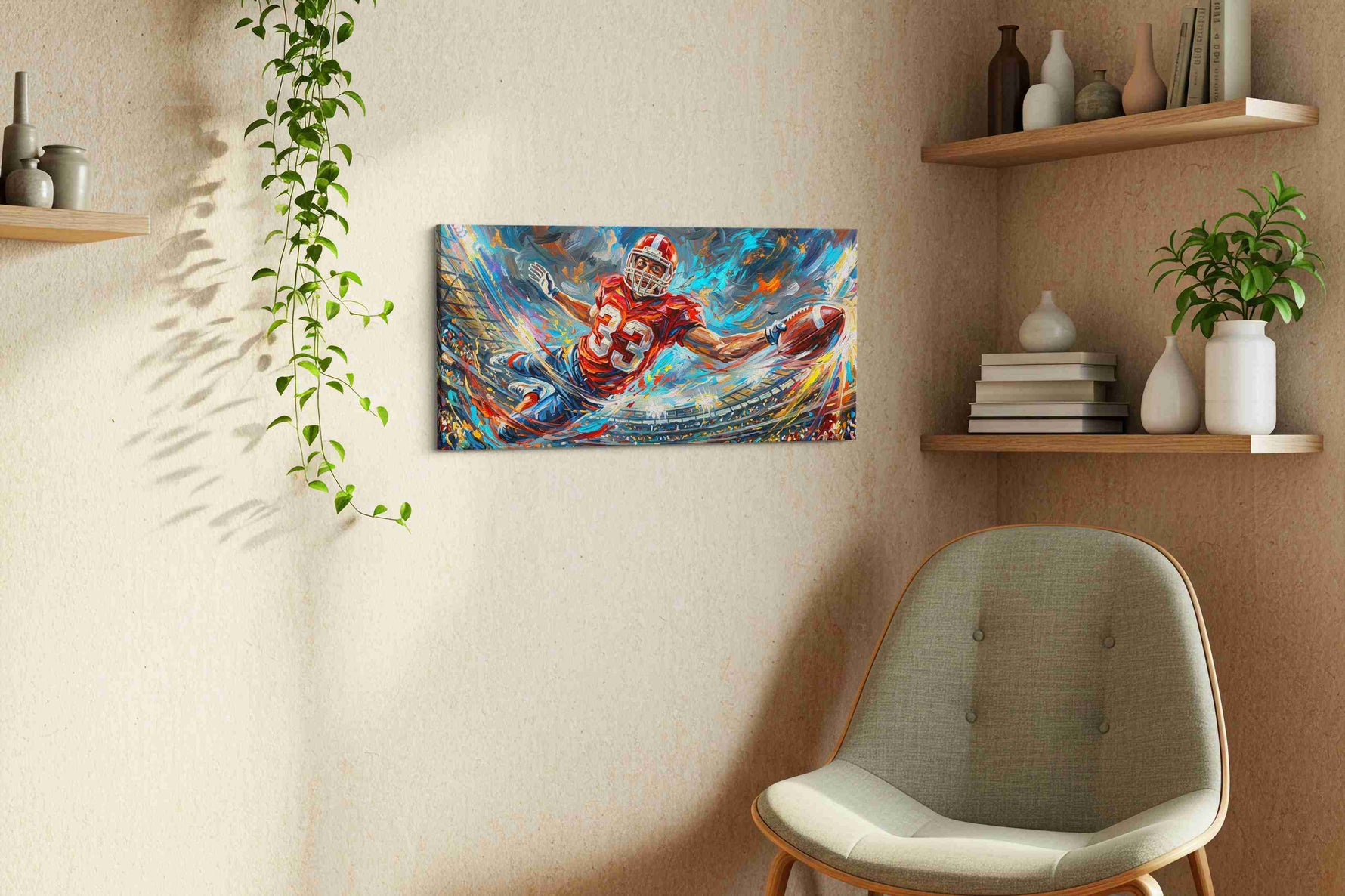 The Touchdown Dance sports canvas print in a living room scene