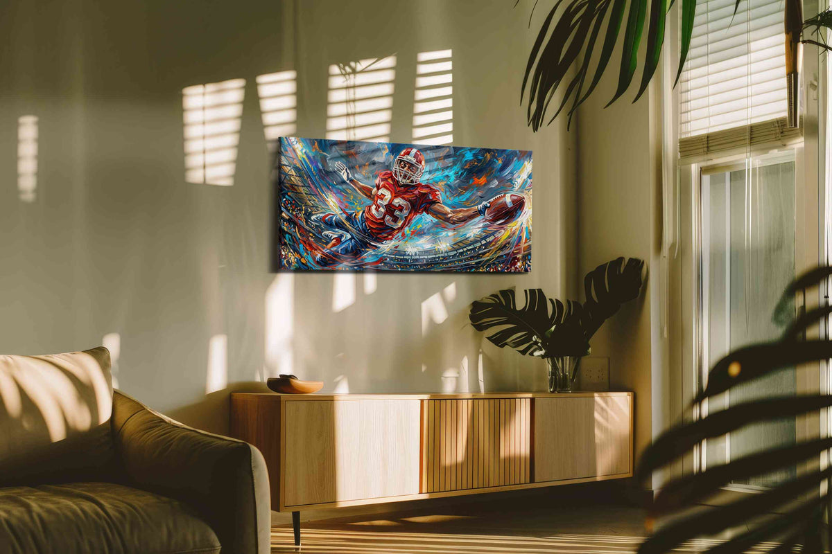 The Touchdown Dance sports canvas print in a contemporary interior mockup