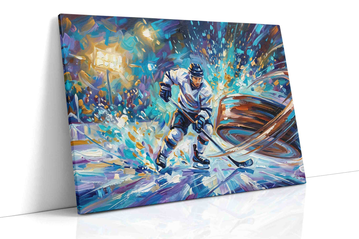 Vortex of the Ice Warrior – sports canvas wall art, gallery-wrapped, ready to hang