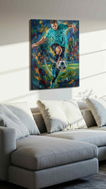 Whirlwind Striker sports canvas print, displayed in a living room