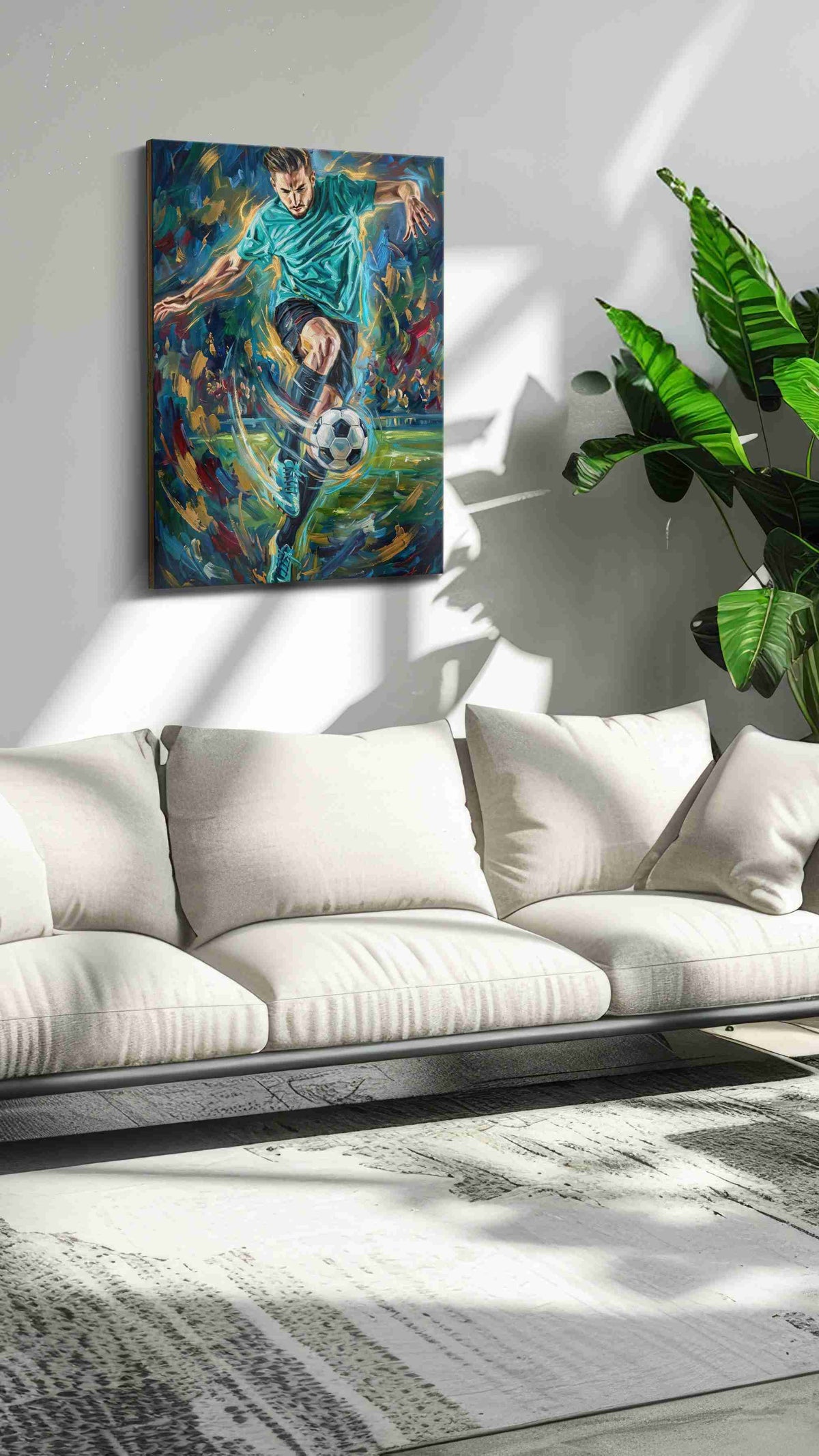 Whirlwind Striker – sports canvas wall art, gallery-wrapped, ready to hang