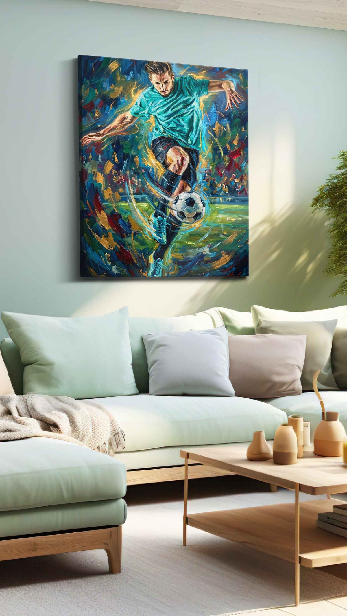 Whirlwind Striker sports canvas print, hanging on wall
