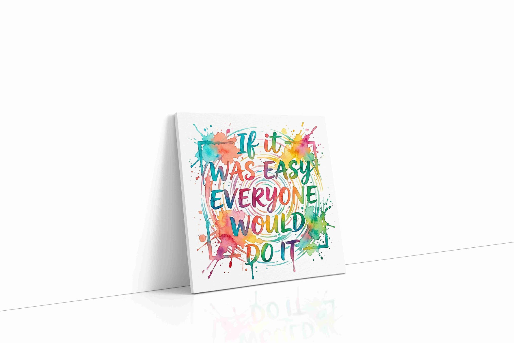 Colorful Motivation Splash motivational canvas print gallery-wrapped square canvas studio shot
