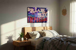 Galactic Dreams Unbound motivational canvas print, displayed in a bedroom