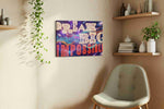Galactic Dreams Unbound motivational canvas print, displayed in a living room