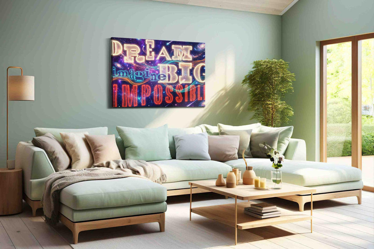 Galactic Dreams Unbound motivational canvas print, hanging on wall