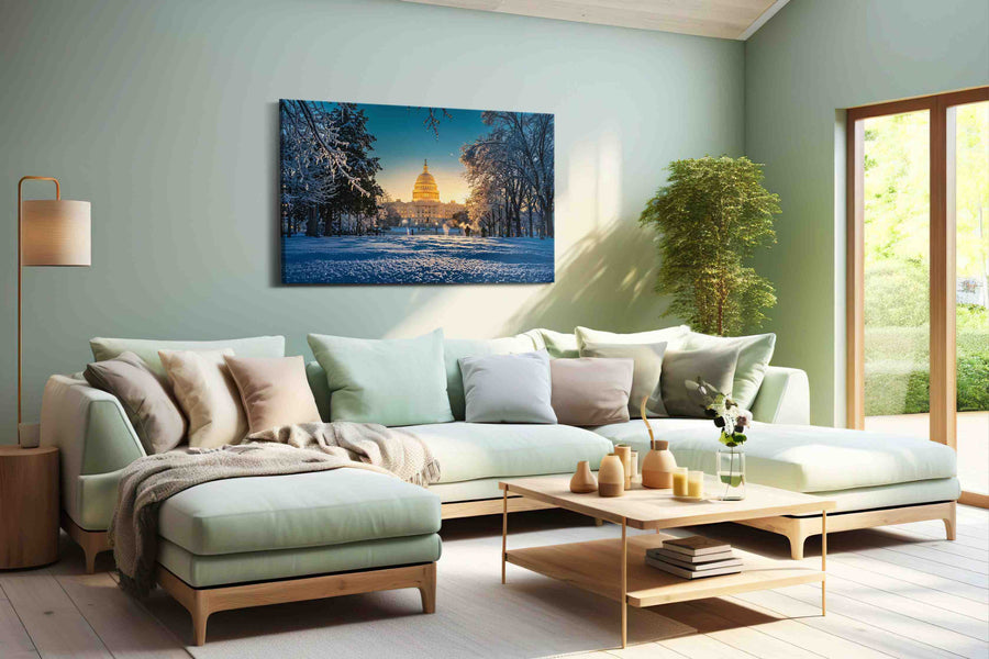 Capitol's Winter Majesty winter canvas print, hanging on wall