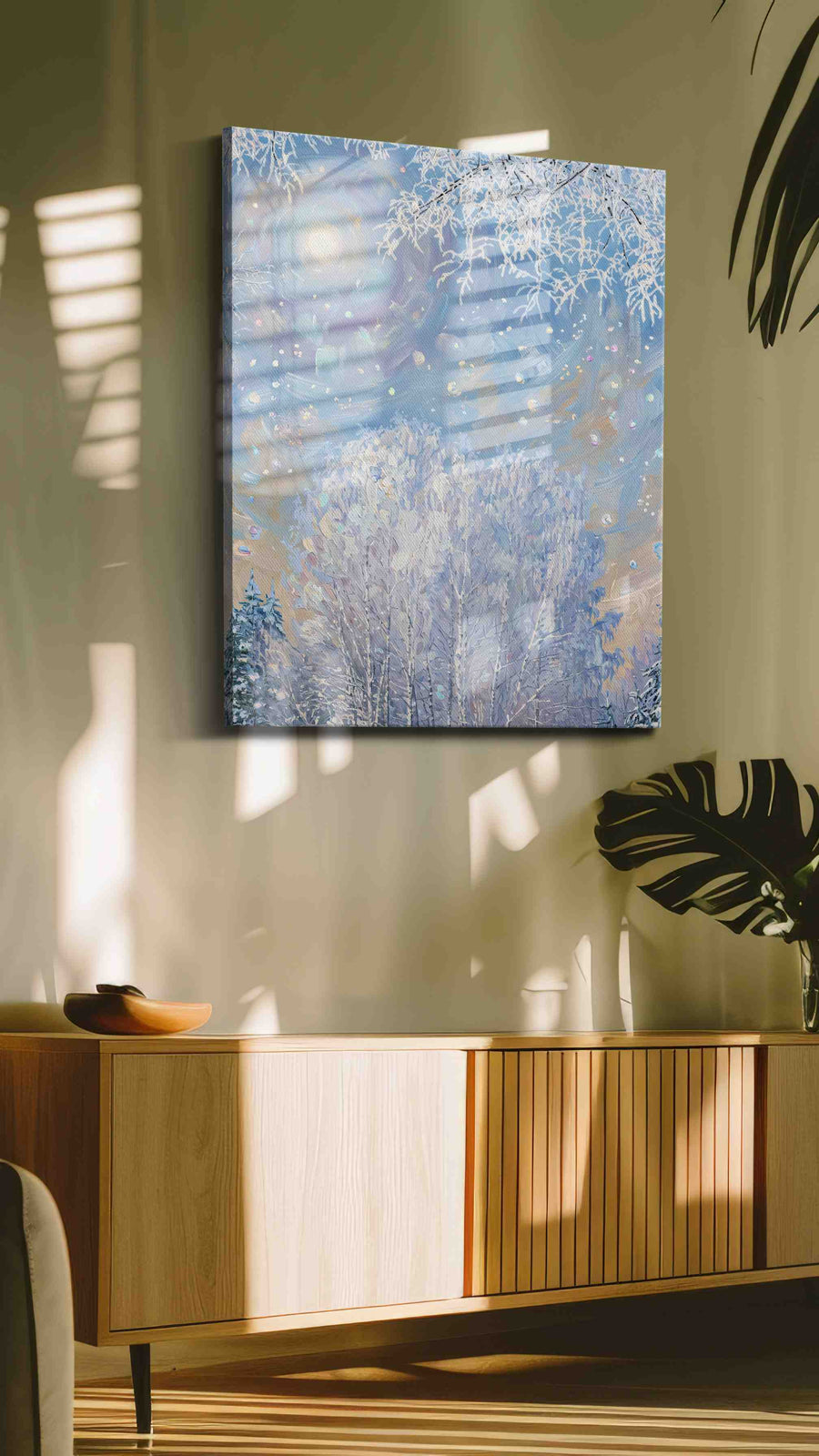 Enchanted Winter Solstice winter canvas print, on wall, lifestyle preview