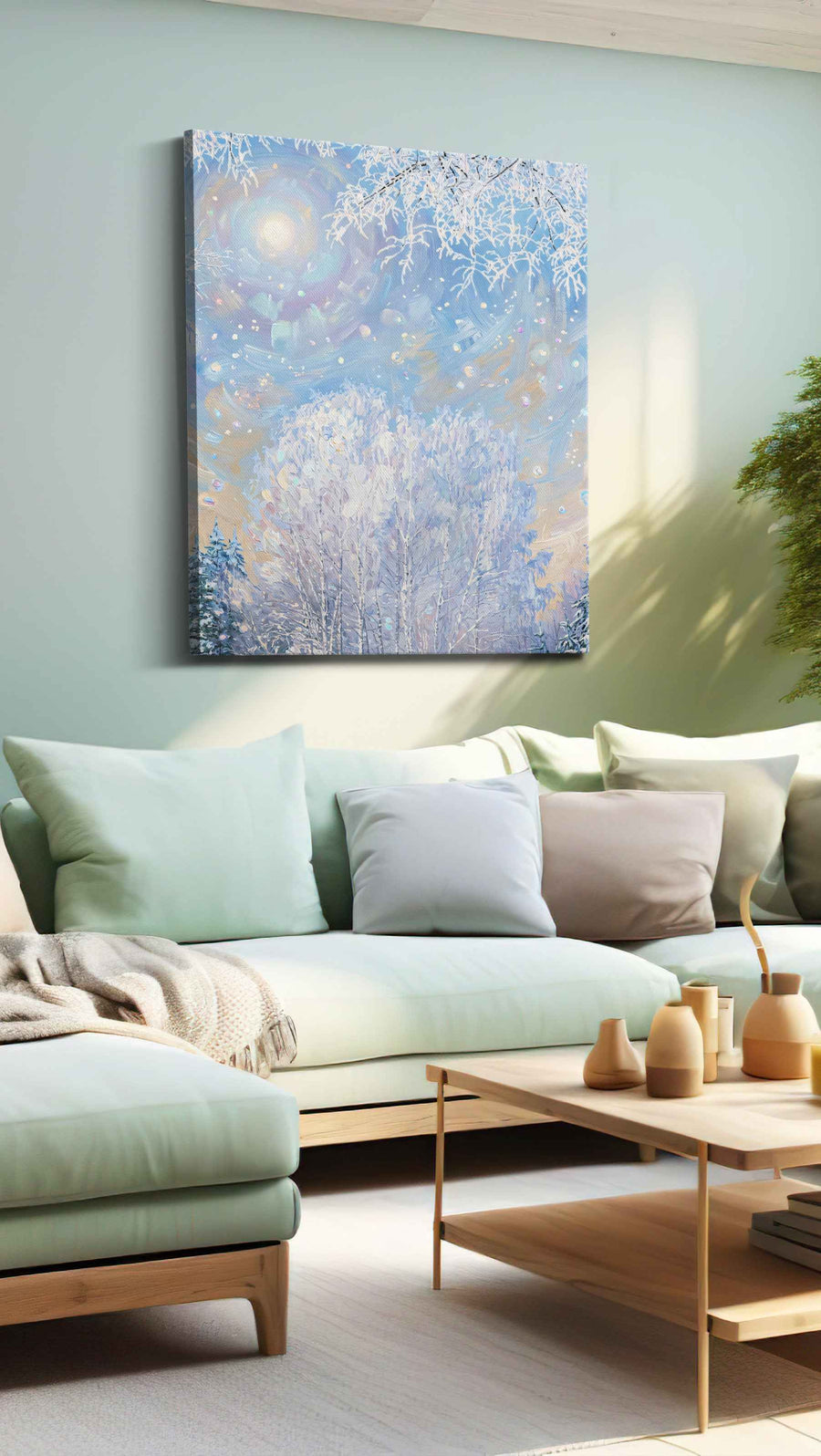 Enchanted Winter Solstice winter canvas print, hanging on wall