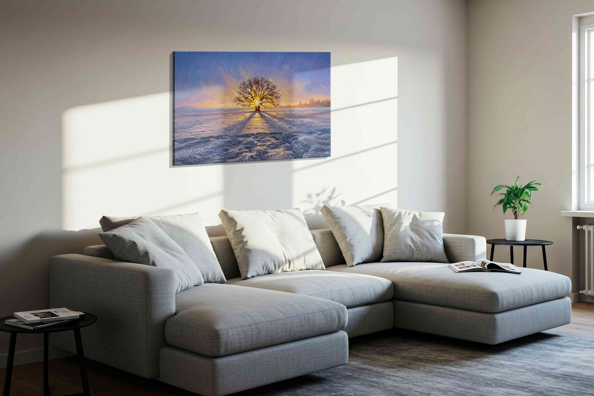 Eternal Light of Winter winter canvas print in a living room scene