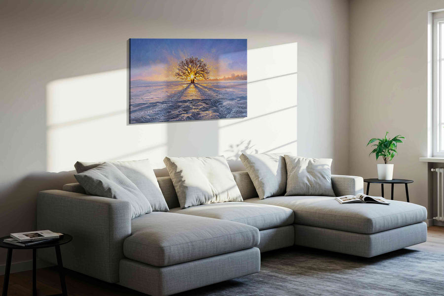 Eternal Light of Winter winter canvas print in a living room scene