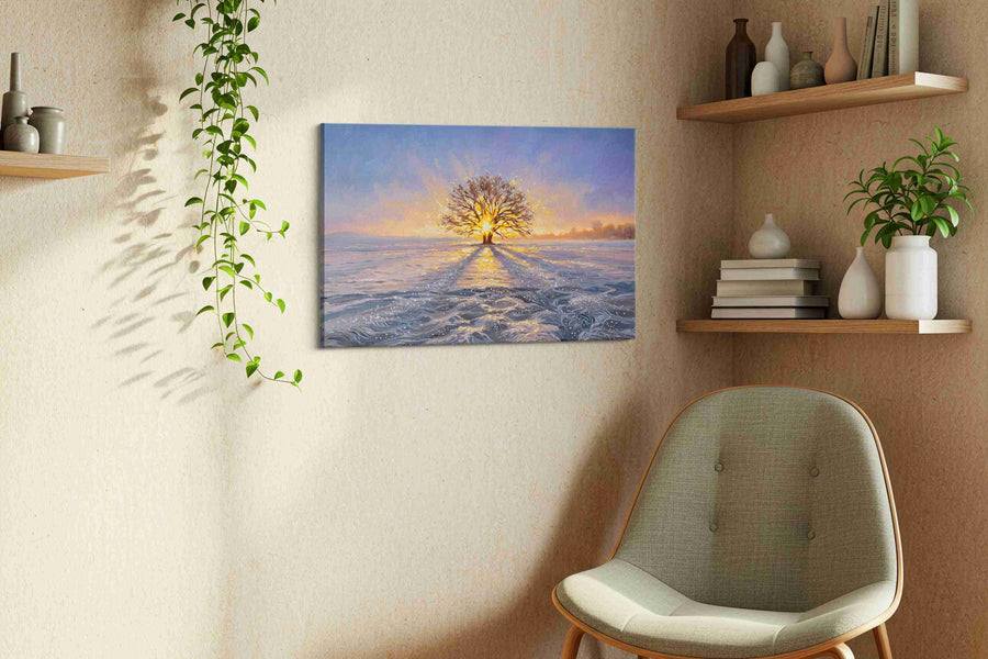 Eternal Light of Winter winter canvas print, displayed in a living room