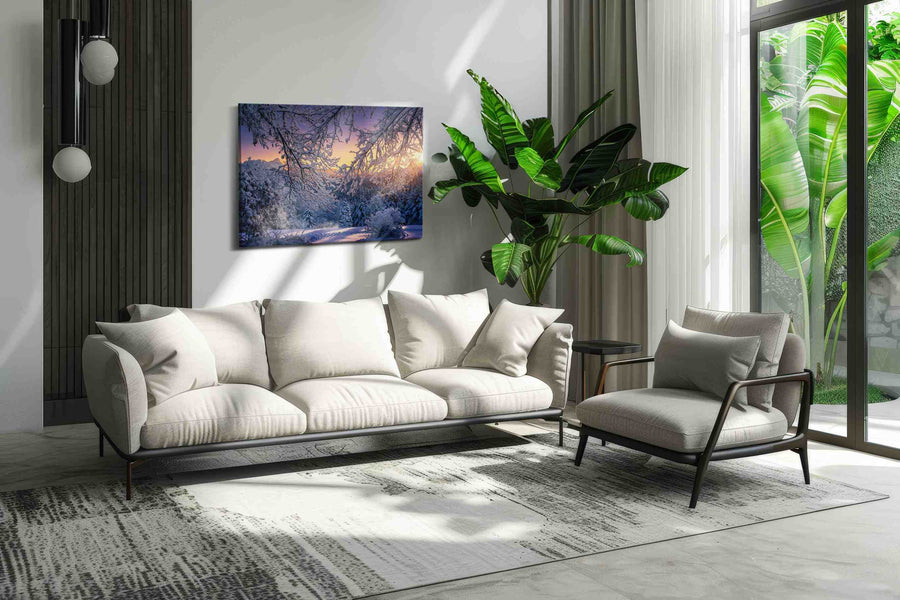 Ethereal Winter Dawn – winter canvas wall art, gallery-wrapped, ready to hang