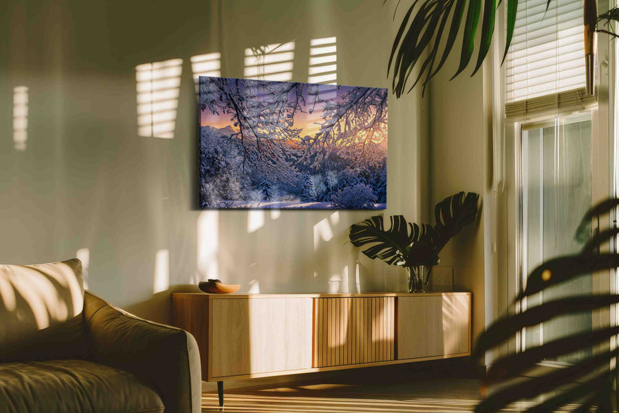 Ethereal Winter Dawn winter canvas print, on wall, lifestyle preview