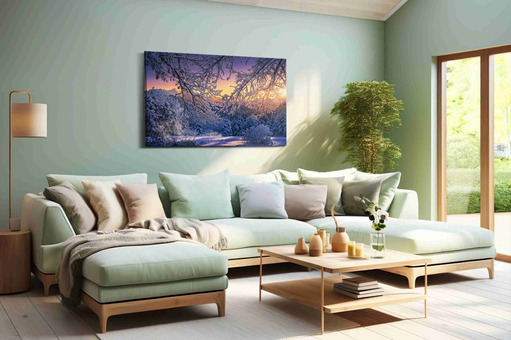 Ethereal Winter Dawn winter canvas print, hanging on wall