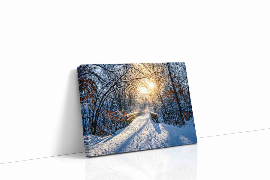 Frozen Sunrise Passage winter canvas print gallery-wrapped landscape canvas studio shot
