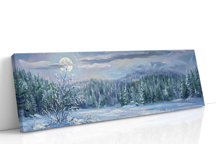 Moonlit Winter Serenity winter canvas print gallery-wrapped landscape canvas studio shot
