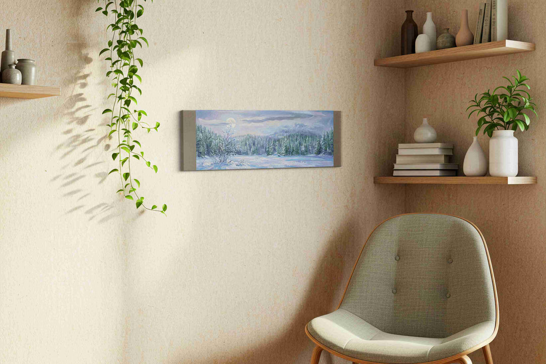 Moonlit Winter Serenity – winter canvas wall art, gallery-wrapped, ready to hang