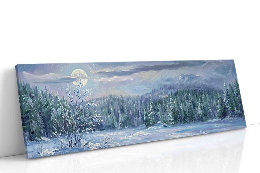 Moonlit Winter Serenity winter canvas print, gallery-wrapped, ready to hang