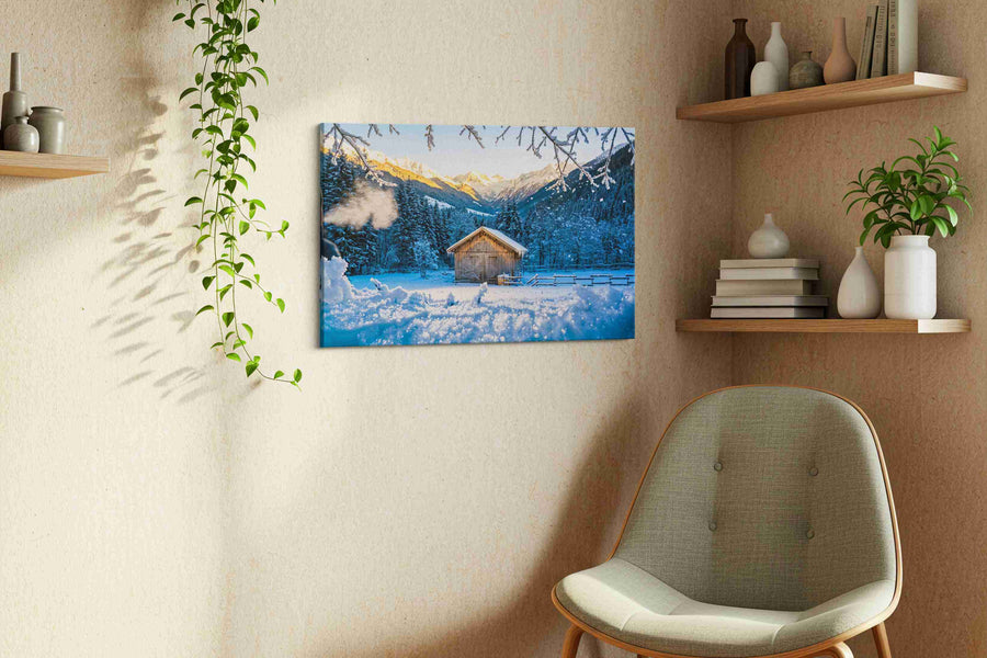 Whispers of Winter Dawn winter canvas print, displayed in a living room