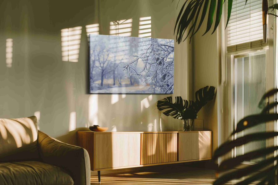 Whispers of Winter Frost winter canvas print in a hung canvas mockup