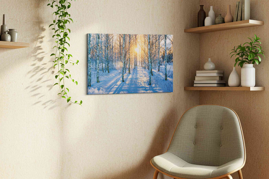 Whispers of Winter Light winter canvas print styled in a living room