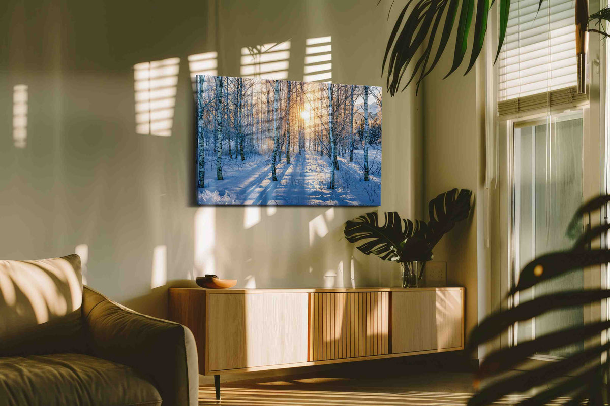 Whispers of Winter Light winter canvas print in a hung canvas mockup