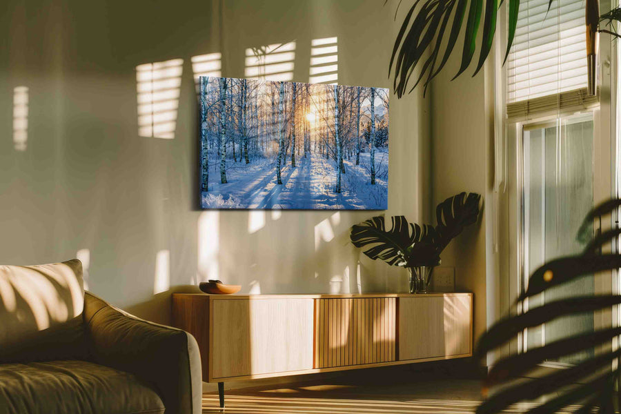 Whispers of Winter Light winter canvas print in a hung canvas mockup