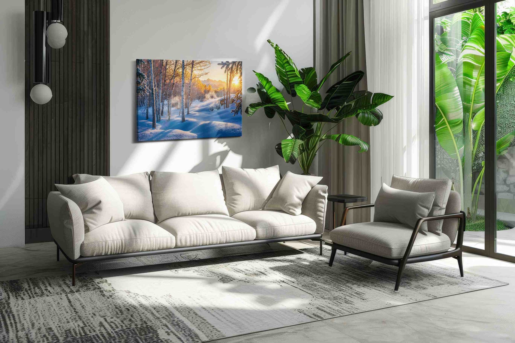 Whispers of Winter's Dawn winter canvas print, on wall, lifestyle preview