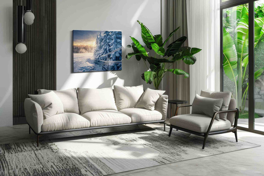 Whispers of a Winter Morning winter canvas print in a hung canvas mockup