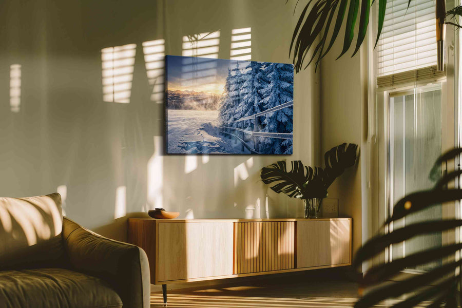 Whispers of a Winter Morning winter canvas print, hanging on wall — in a hung canvas mockup