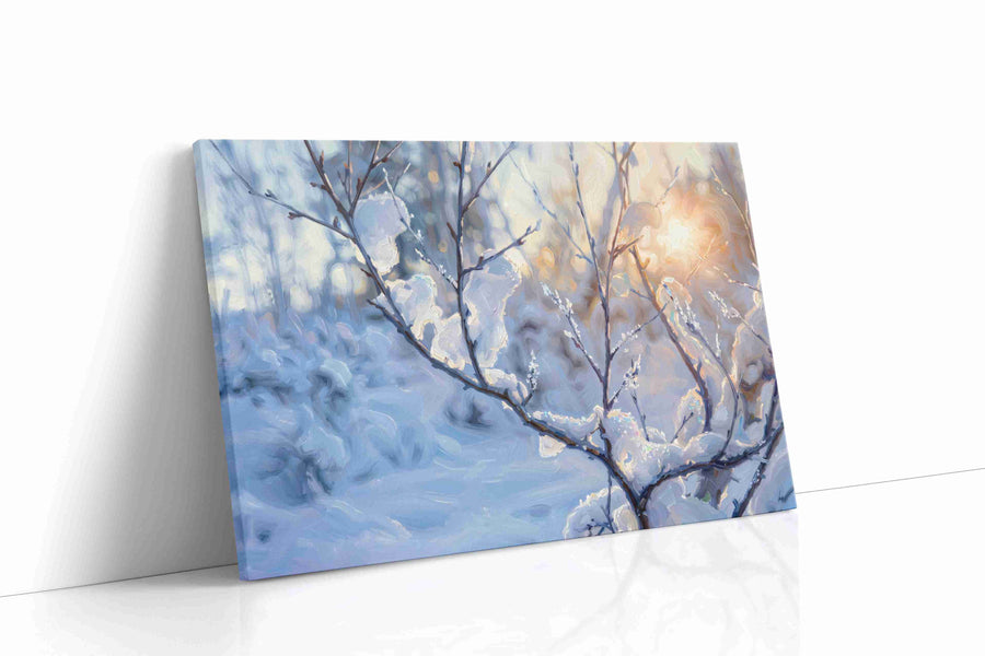 Winter's Serene Embrace winter canvas print gallery-wrapped landscape canvas studio shot
