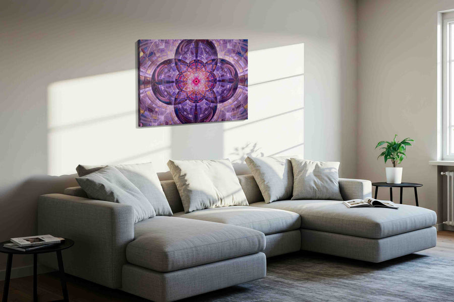 Celestial Symmetry geometric canvas print in a living room scene