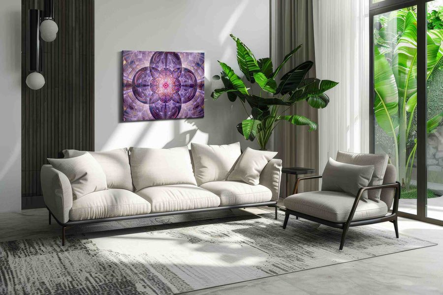 Celestial Symmetry geometric canvas print, on wall, lifestyle preview
