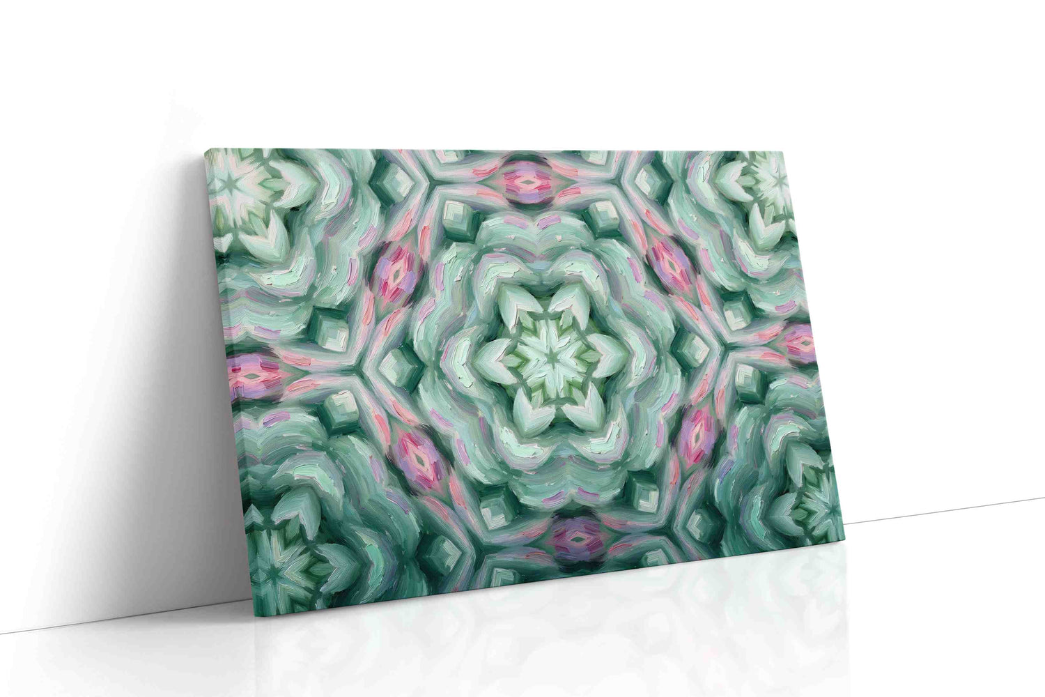 Ethereal Floral Symphony geometric canvas print, gallery-wrapped, ready to hang